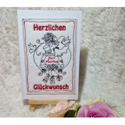 Stickdatei - ITH Postkarte Hochzeitspaar Auto